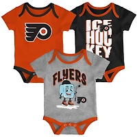Infant & Newborn Outerstuff Philadelphia Flyers Triple Header Three-Piece Bodysuit Set