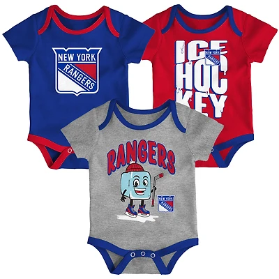 Infant & Newborn Outerstuff New York Rangers Triple Header Three-Piece Bodysuit Set