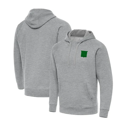 Men's Antigua Heather Gray New York Rangers St. Patrick's Day Victory Pullover Hoodie