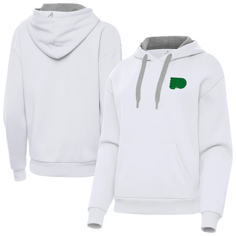Women's Antigua White Philadelphia Flyers St. Patrick's Day Victory Pullover Hoodie
