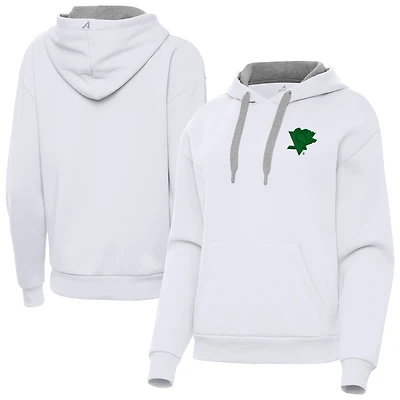 Women's Antigua White Pittsburgh Penguins St. Patrick's Day Victory Pullover Hoodie