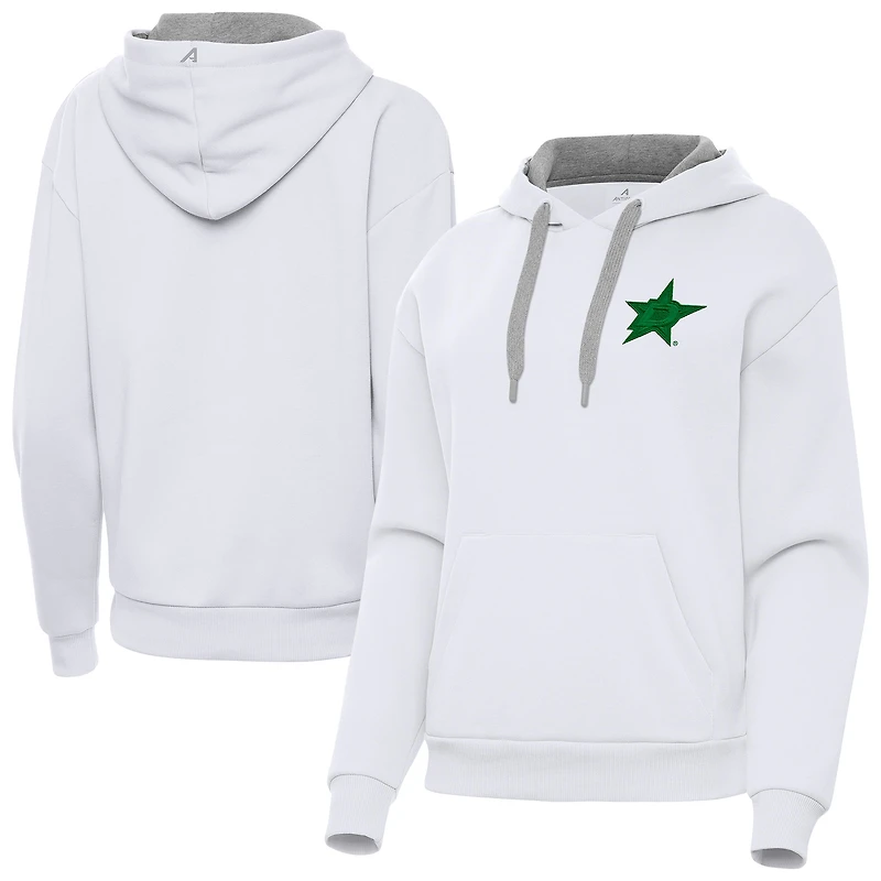 Women's Antigua White Dallas Stars St. Patrick's Day Victory Pullover Hoodie