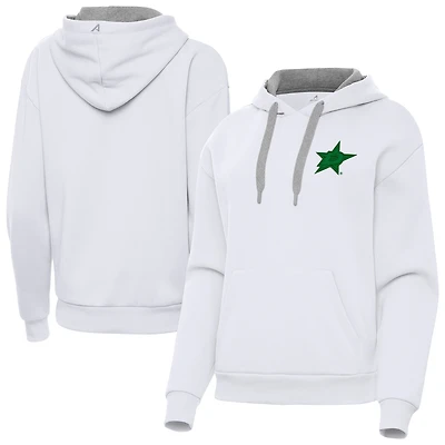 Women's Antigua White Dallas Stars St. Patrick's Day Victory Pullover Hoodie