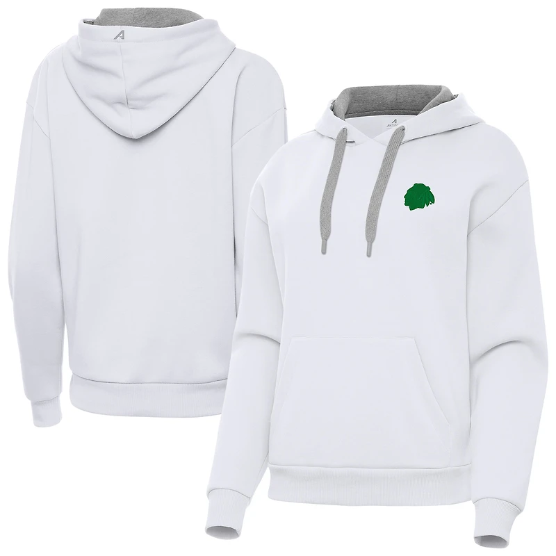 Women's Antigua White Chicago Blackhawks St. Patrick's Day Victory Pullover Hoodie