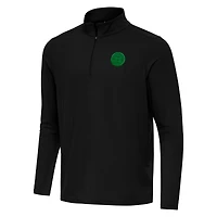 Men's Antigua  Black Boston Bruins St. Patrick Intent Quarter-Zip Pullover Top