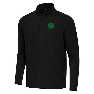Men's Antigua  Black Boston Bruins St. Patrick Intent Quarter-Zip Pullover Top