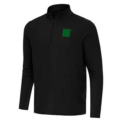 Men's Antigua  Black New York Rangers St. Patrick Intent Quarter-Zip Pullover Top