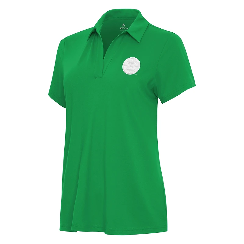 Women's Antigua Kelly Green Boston Bruins St. Patrick Era V-Neck Polo