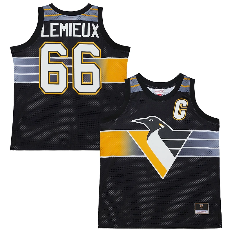 Men's Mitchell & Ness Mario Lemieux Black Pittsburgh Penguins Maxxed Out Fashion Basketball Jersey
