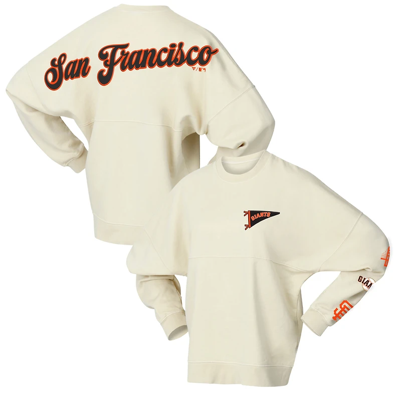 Women's Fanatics Tan San Francisco Giants Pennant Flag Branded Fleece Pullover Sweatshirt