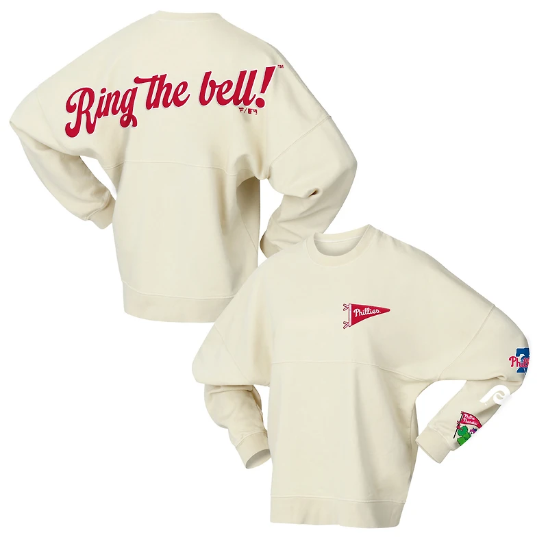 Women's Fanatics Tan Philadelphia Phillies Pennant Flag Branded Fleece Pullover Sweatshirt