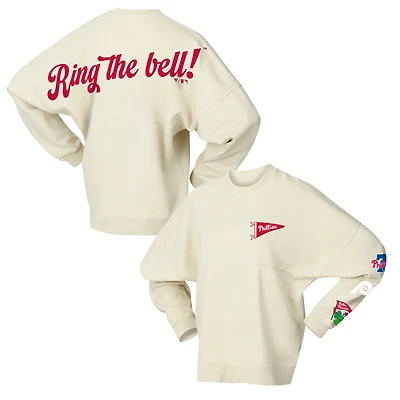 Women's Fanatics Tan Philadelphia Phillies Pennant Flag Branded Fleece Pullover Sweatshirt
