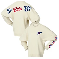 Women's Fanatics  Tan Chicago Cubs Pennant Flag Branded Fleece Pullover Sweatshirt
