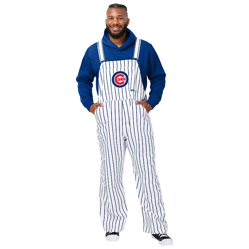 Men's FOCO White Chicago Cubs Pinstripe Bib Overalls
