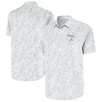 Men's Antigua White Atlanta Braves Palm Tree Spring Training Lush Button-Up Shirt