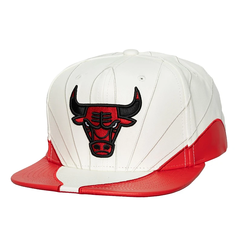 Mitchell & Ness White/Red Chicago Bulls Day 12 Two-Tone Faux Leather Snapback Hat