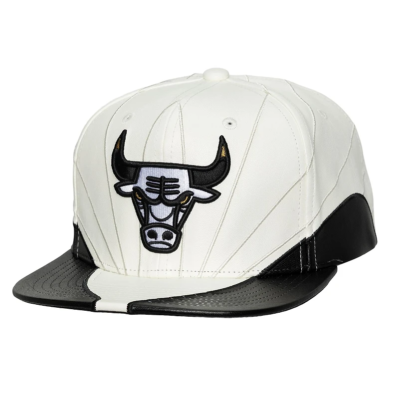 Mitchell & Ness White/ Chicago Bulls Day 12 Two-Tone Faux Leather Snapback Hat