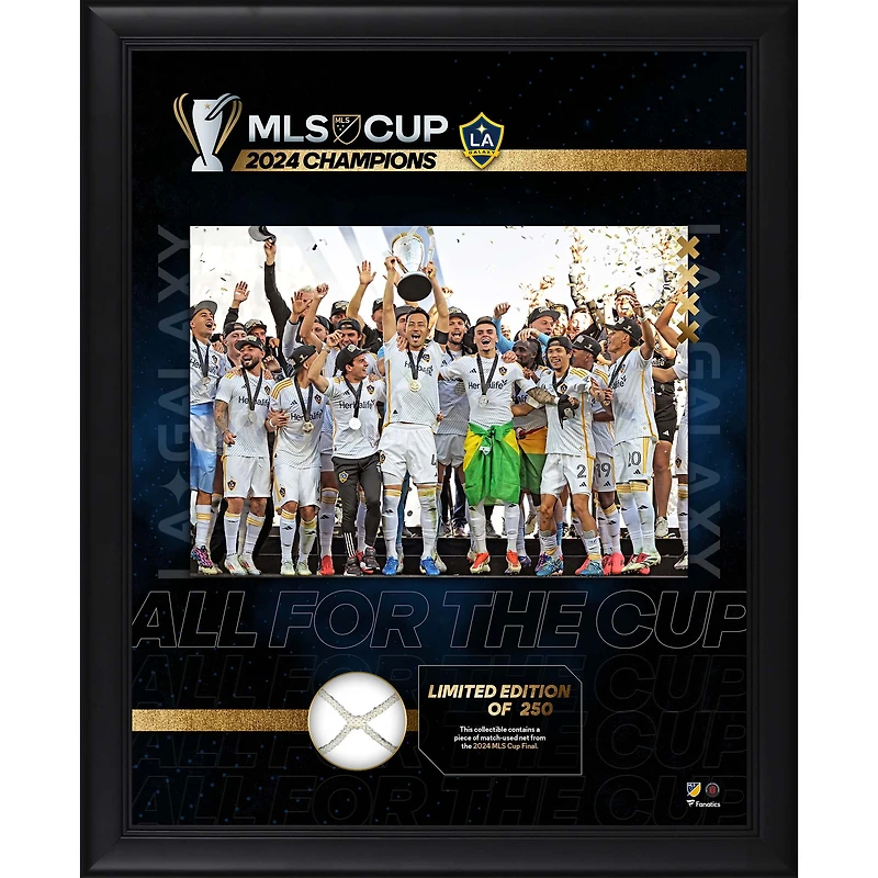 LA Galaxy 2024 MLS Cup Champions Framed 16" x 20" Collage with a Piece of Match-Used Net - Limited Edition of 250