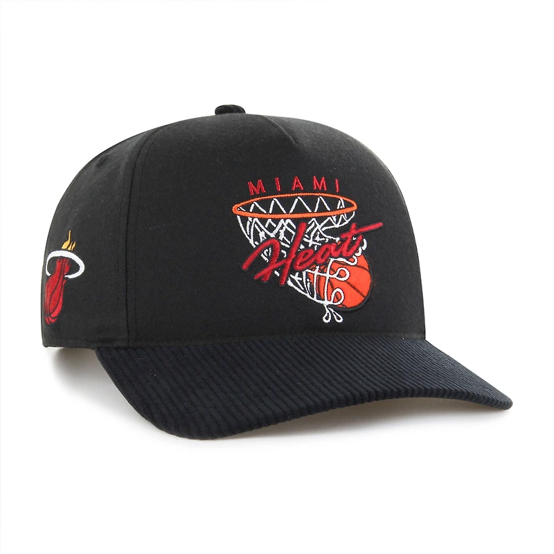 Men's '47 Black Miami Heat Nothing But Net Hitch Adjustable Hat