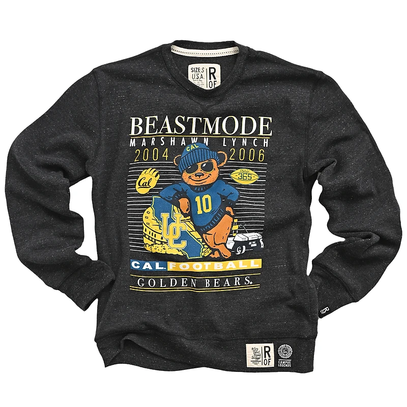 Men's Roots of Fight Marshawn Lynch Black Cal Bears Beastmode Tri-Blend Pullover Sweatshirt