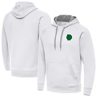 Men's Antigua White Boston Celtics St. Patrick's Day Victory Raglan Pullover Hoodie