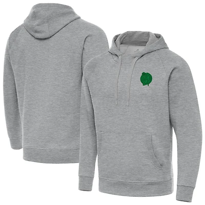 Men's Antigua Heather Gray Boston Celtics St. Patrick's Day Victory Raglan Pullover Hoodie