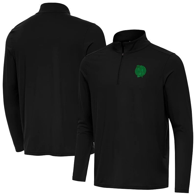 Men's Antigua Black Boston Celtics St. Patrick's Day Intent Quarter-Zip Jacket