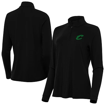 Women's Antigua Black Cleveland Cavaliers St. Patrick's Day Intent Quarter-Zip Top