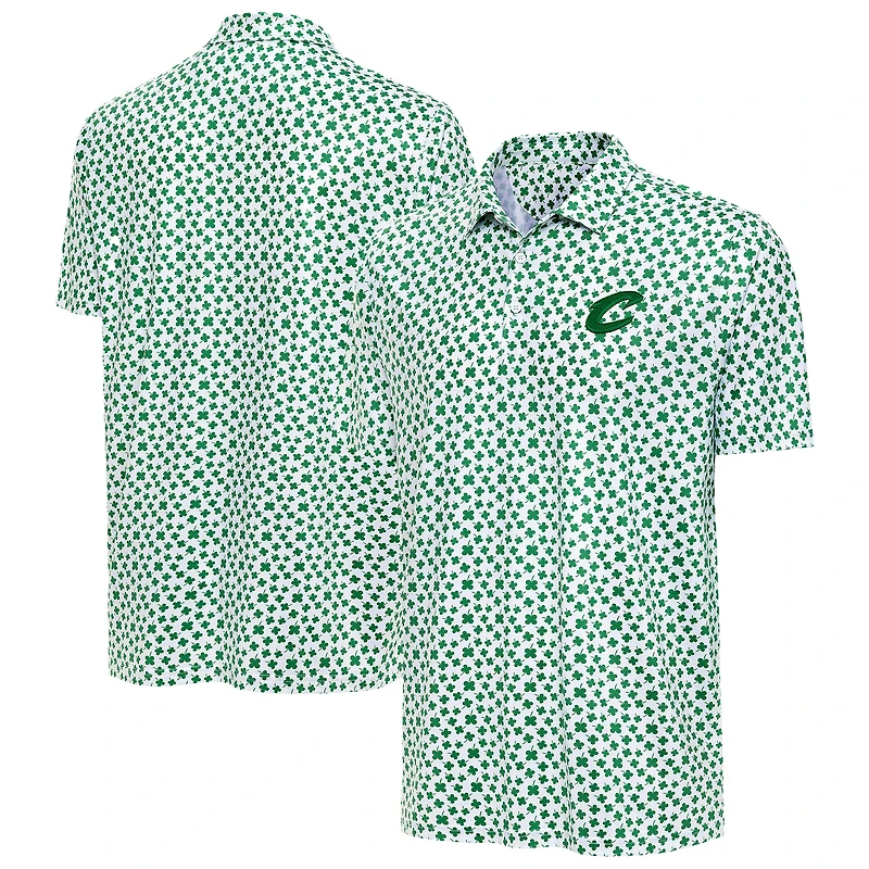 Men's Antigua  White Cleveland Cavaliers St. Patrick's Day Cloverfield Polo