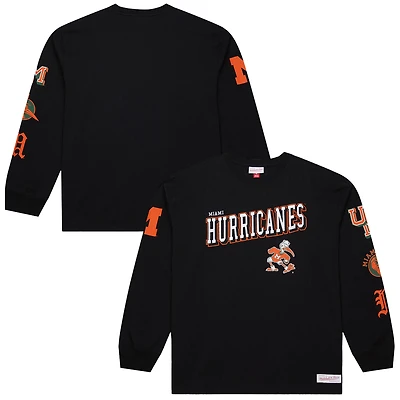 Men's Mitchell & Ness Black Miami Hurricanes Training Camp Long Sleeve T-Shirt