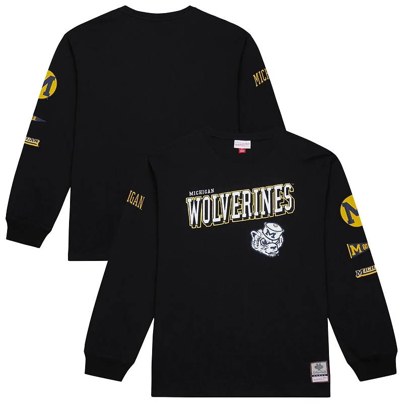 Men's Mitchell & Ness Black Michigan Wolverines Training Camp Long Sleeve T-Shirt