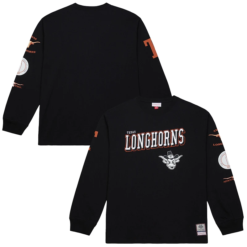 Men's Mitchell & Ness Black Texas Longhorns Training Camp Long Sleeve T-Shirt