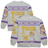 Men's Mitchell & Ness Gray LSU Tigers All Over Print Sweatshirt