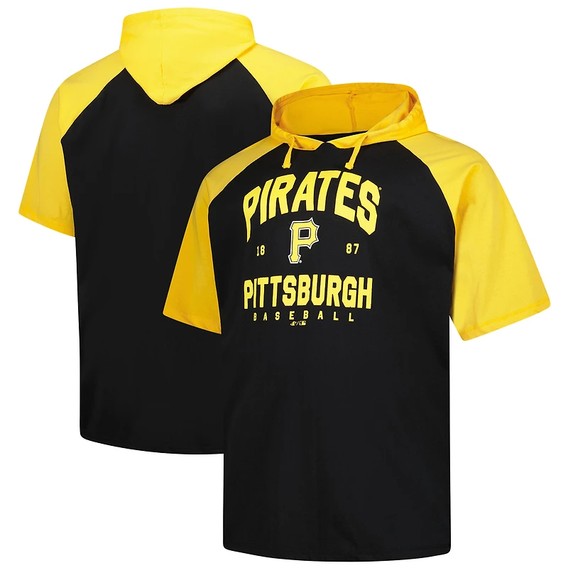 Men's Profile Black Pittsburgh Pirates Big & Tall Short Sleeve Pullover Hoodie