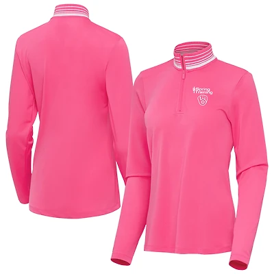 Women's Antigua  Pink Milwaukee Brewers Spring Training Palmetto Quarter-Zip Top