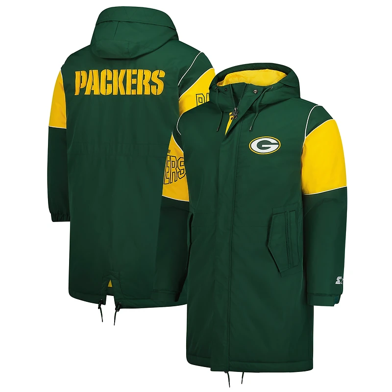 Men's Starter Green Green Bay Packers Dynasty Polyfill Stadium Full-Zip Jacket