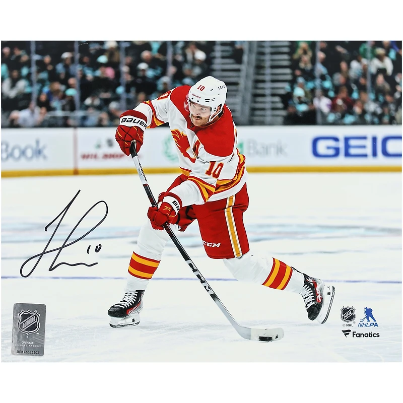 Jonathan Huberdeau Calgary Flames Autographed 8" x 10" White Jersey Shooting Photograph