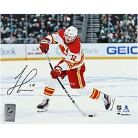 Jonathan Huberdeau Calgary Flames Autographed 8" x 10" White Jersey Shooting Photograph