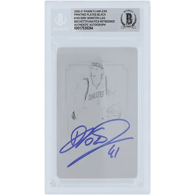 Dirk Nowitzki Dallas Mavericks Autographed 2020-21 Panini Flawless Black Printing Plate #103 #1/1 Beckett Fanatics Witnessed Authenticated Card