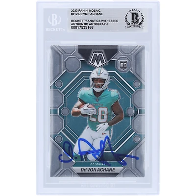 De’Von Achane Miami Dolphins Autographed 2023 Panini Mosaic #312 Beckett Fanatics Witnessed Authenticated Rookie Card