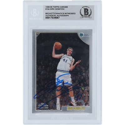 Dirk Nowitzki Dallas Mavericks Autographed 1998-99 Topps Chrome #154 Beckett Fanatics Witnessed Authenticated Rookie Card