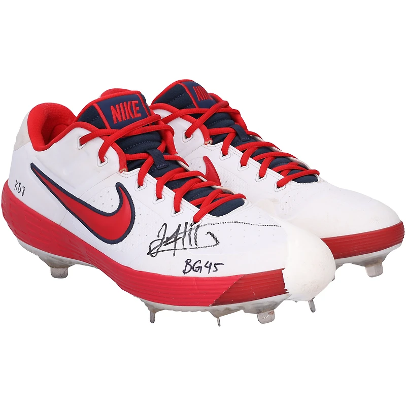 Jack Flaherty St. Louis Cardinals Autographed Game-Used Red/White/Navy Nike Cleats from the 2023 MLB Season