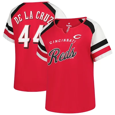 Women's Profile Elly De La Cruz Red Cincinnati Reds Plus Size Name & Number Raglan T-Shirt