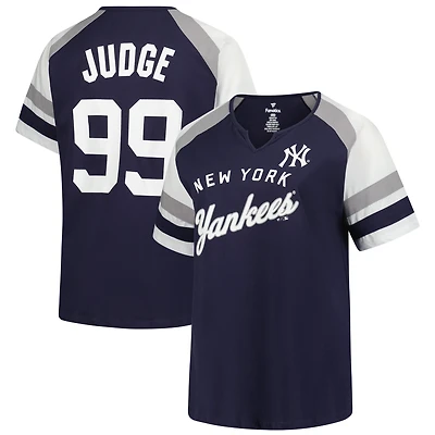 Women's Profile Aaron Judge Navy New York Yankees Plus Size Name & Number Raglan T-Shirt