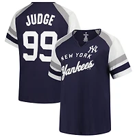 Women's Profile Aaron Judge Navy New York Yankees Plus Size Name & Number Raglan T-Shirt