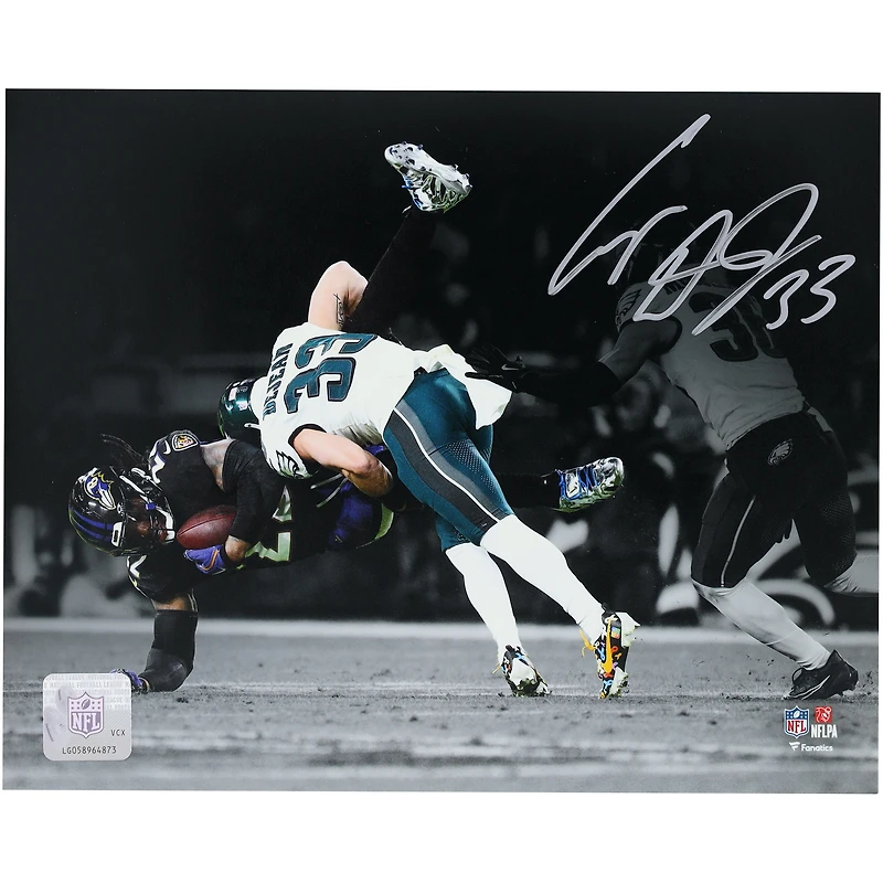 Cooper DeJean Philadelphia Eagles Autographed 8" x 10" Tackling Derrick Henry Spotlight Photograph