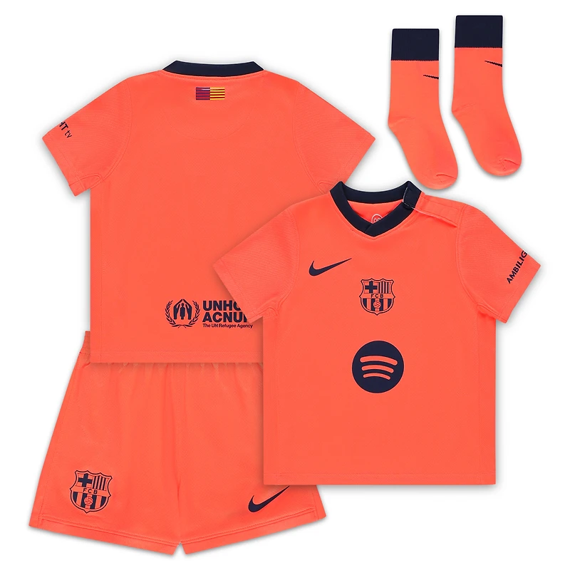 Infant Nike Orange Barcelona 2025/26 Third Stadium Kit Set