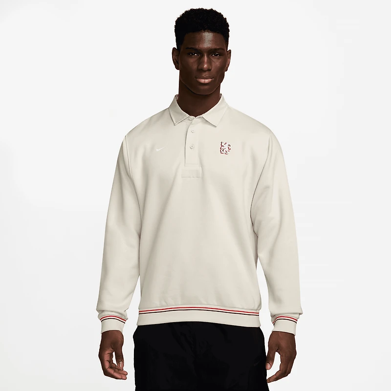 Men's Nike  Cream Chelsea Club Long Sleeve Polo