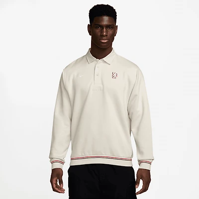 Men's Nike  Cream Chelsea Club Long Sleeve Polo