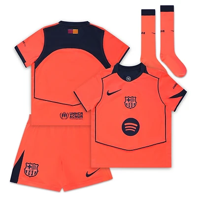 Youth Nike  Orange Barcelona 2025/26 Third Stadium Kit Set